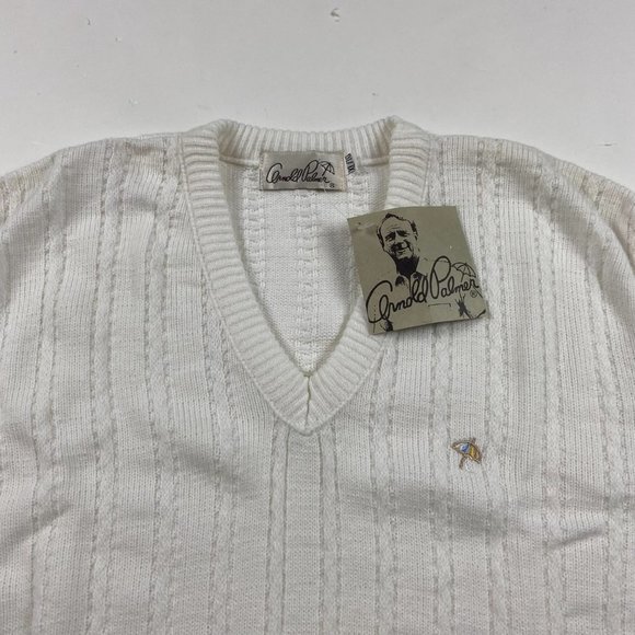 NWT Vintage Arnold Palmer Knit Vest Sweater Men's XL White Preppy Dad Grandpa - Picture 3 of 9